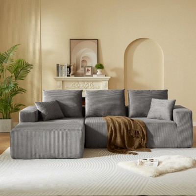 Modular Corduroy Sectional Sofa with Chaise Lounge,  Modern Oversized Convertible Cloud Couch with Deep Seats for Living Room – The Pop Home