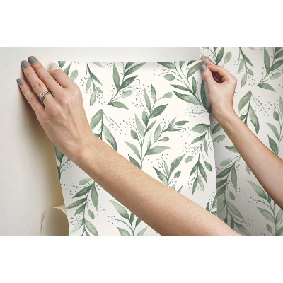 Olive Branch Green Peel and Stick Wallpaper