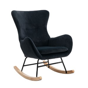 NicBex Teddy Fabric Glider Rocking Chair,Upholstered Nursery Rocking Chairs with High Backrest and Armrests,Nursing Chair for Bedroom - 1 of 4