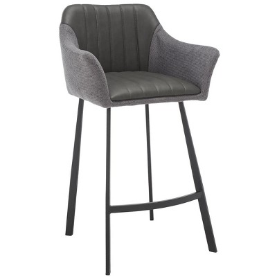 Rodi Gray and Black Leather and Fabric Counter Stool