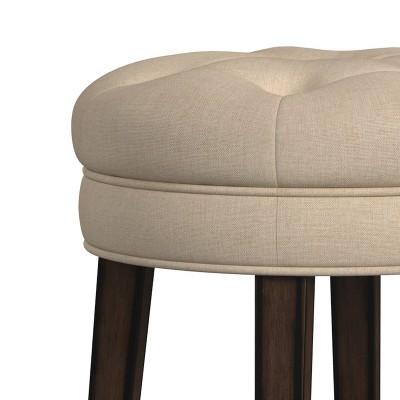 Charcoal Gray Backless Swivel Counter Stool with Linen Upholstery