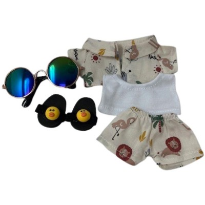 Doll Clothes Superstore 6-Piece Safari Print Summer Outfit Set for 17.5 cm Labubu Dolls