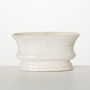 Sullivans Low Oval Planter Vase 5"H Off-White - 1 of 4