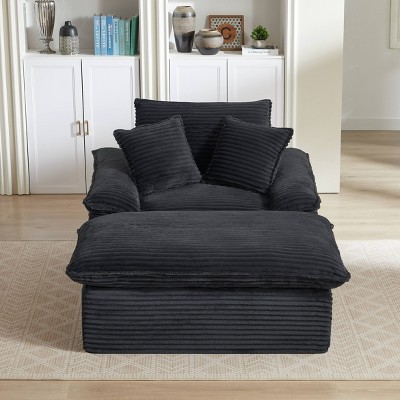 Dolonm 52 in. Dark Gray Modern Single Seat Sofa with Footrest - Wide Lounge Chair, Foam & Spring Cushioned for Living Room, Office