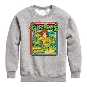 Boys' - Teenage Mutant Ninja Turtles - Retro Group April Graphic Long Sleeve Fleece Sweatshirt - 1 of 4