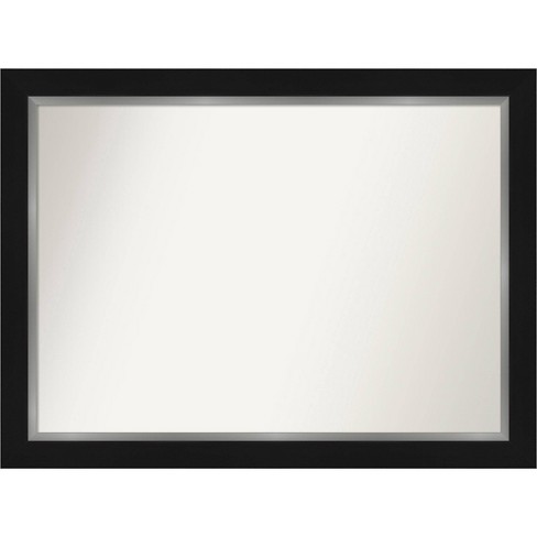 44" x 33" Non-Beveled Eva Bathroom Wall Mirror Black - Amanti Art: Modern Rectangle, Includes Mounting Hardware - image 1 of 4