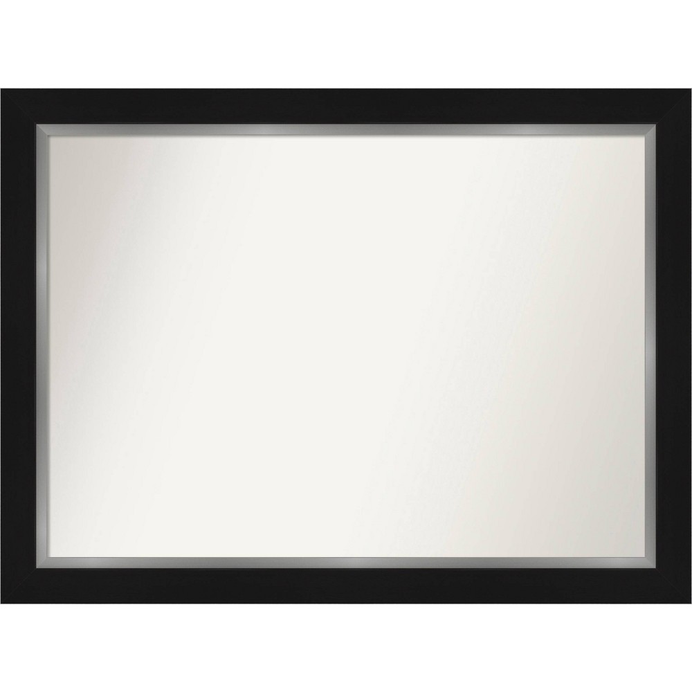 Photos - Wall Mirror 44" x 33" Non-Beveled Eva Black Silver  - Amanti Art: Modern Rectangular, Polystyrene Frame, Wall Mount