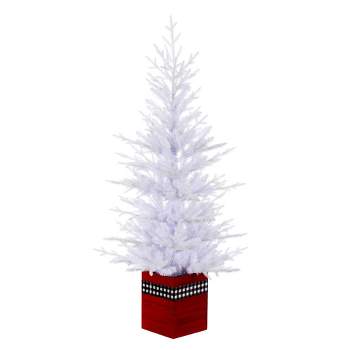Vickerman Artificial Potted White Fraser Fir Christmas Tree
