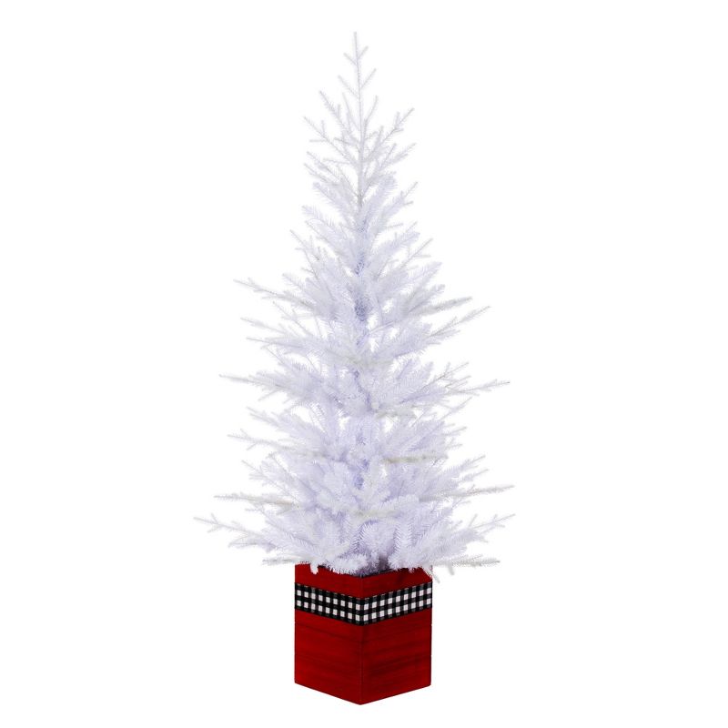 Vickerman Artificial Potted White Fraser Fir Christmas Tree, 1 of 4