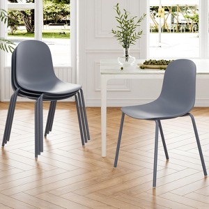 Fontoi Accent Chair, 4PCS Modern Dining Chair with Unupholstered, Kitchen Dining Room Chairs with Armless, Gray, 21.26"*20.08"*33.27" - 1 of 4