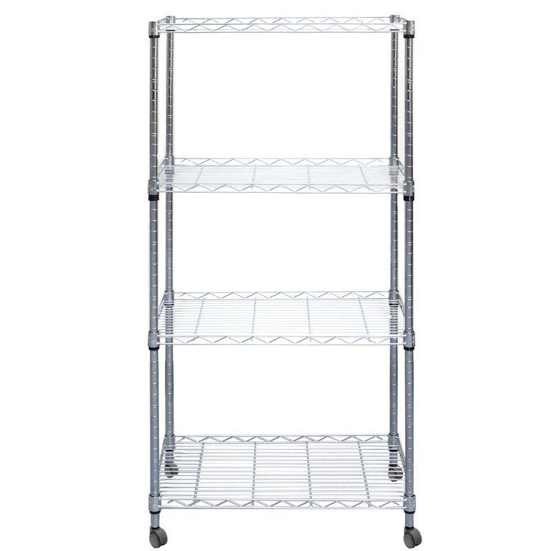 Mind Reader Adjustable 4-Tier Heavy Duty Utility Rolling Cart and Mobile Chrome Steel Shelf Organizer, 2 of 7