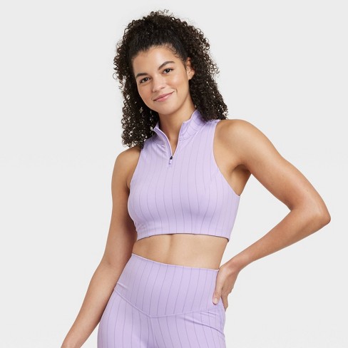 Women's High Neck Zip-Up Bra - JoyLab™ Light Purple S