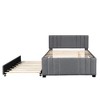 PAGED Full Size Platform Bed Modern Wooden Bed Frame with Twin Size Trundle and Pull Out 4-Layer Shelves for Bedroom - 3 of 4