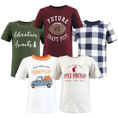 Image of Hudson Baby Toddler Boy Short Sleeve T-Shirts, Fall Activities, 18-24 Months