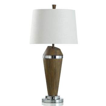 Danrun Mid-Century Modern Faux Wood Finish Table Lamp Silver - StyleCraft