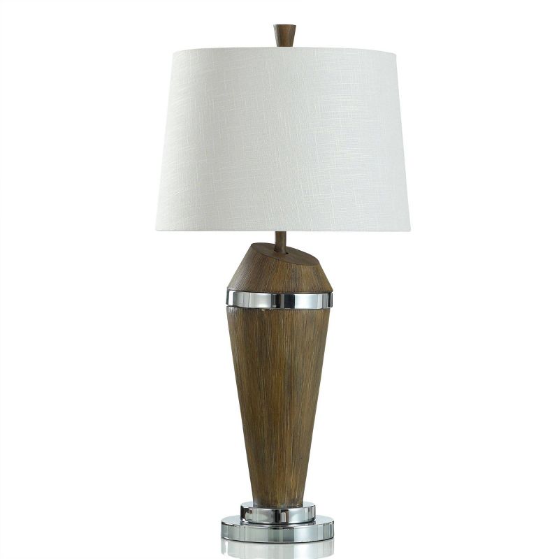 Danrun Mid-Century Modern Faux Wood Finish Table Lamp Silver - StyleCraft, 1 of 7