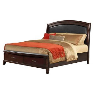 Dacey Storage Bed with Faux Leather Headboard Queen Espresso - Picket House Furnishings , Brown