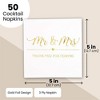 Sparkle and Bash 100x Mr Mrs Gold Foil Disposable Cocktail Napkins for Weddings Party, white 5 inch, 3 Ply - 4 of 4