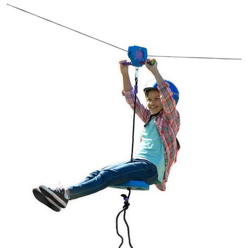 Backyard Zipline Kit With Adjustable Seat And Rubber Brake For