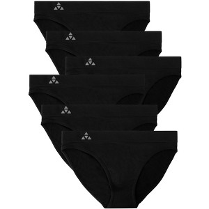 Balanced Tech Women's 3 Pack Seamless Low-Rise Bikini Panties - Black/Charcoal/Grey - Large - 1 of 2