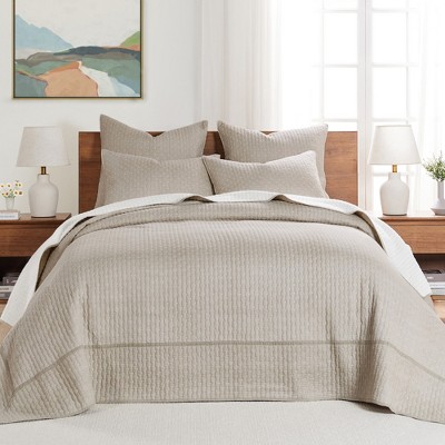 Cross Stitch Taupe King Bedspread Set - Levtex Home : Target