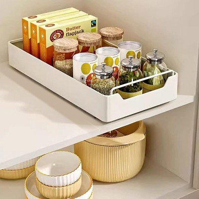 Slide Out Cabinet Organizer, Sliding Drawer Pantry Shelf W/Damping Guide, Nylon Adhesive, Heavy Duty Pantry Shelves For Bathroom, Kitchen