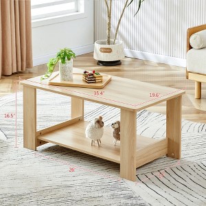 Sapphtopaz Coffee Table Modern Living Room Furniture Double Layered Coffee Table Walnut Textured Dining Table for Home Small Space - 1 of 4