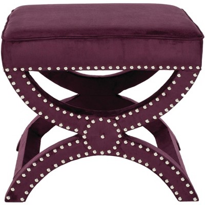 Mystic  Ottoman   Silver Nail Heads - Plum - Safavieh