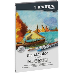 Lyra® Aquacolor Water Soluble Crayon Pastels Set Tin, Assorted Colors, 12 Pieces - 1 of 4