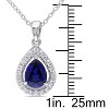 EVERLY JEWELRY  |   2 1/5 CT TGW Created Blue Sapphire Created White Sapphire Fashion Pendant With Chain Silver - 3 of 4