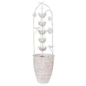 Alpine Corporation 30" Metal White Rustic Sculptural Fountain: Iron Garden Decor, Electric Unlit Water Feature - 1 of 4