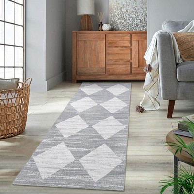 Area Rug Washable Rugs for Living Room Modern Checkered Rug Geometric Rugs Low Pile Non-Slip Floor Cover