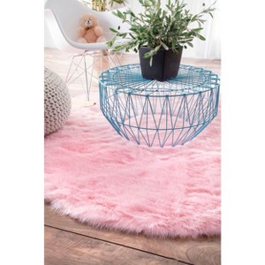 Nuloom Cloud Shag Area Rug, Round 5', Pink - 1 of 4