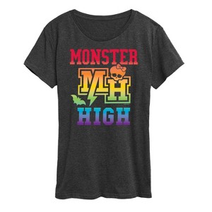 Women's Monster High Mh Crest Pride Short Sleeve Graphic T-Shirt - Heather Charcoal - Medium - 1 of 4