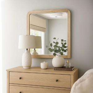 Royal Hampton Dresser Mirror, Beveled Glass, Natural Brown Solid Wood, 36x42 - 1 of 4