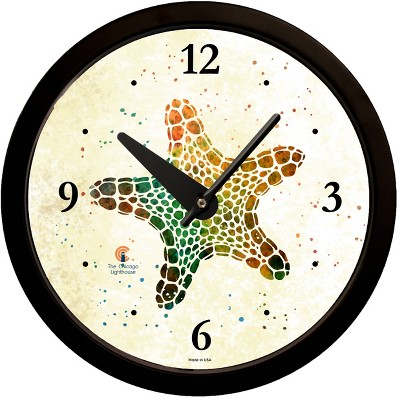 14.5" Artist Series Rich Green Starfish Decorative Clock Black - The Chicago Lighthouse