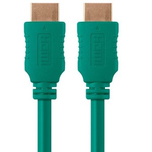 Monoprice HDMI Cable - 6 Feet - Green | High Speed, 4K@24Hz, HDR, 18Gbps, YUV 4:4:4, 28AWG, Compatible with UHD TV and More - Select Series - 1 of 4