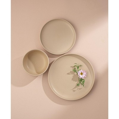 Matte Beige Ceramic Dinner Plates Set of 6