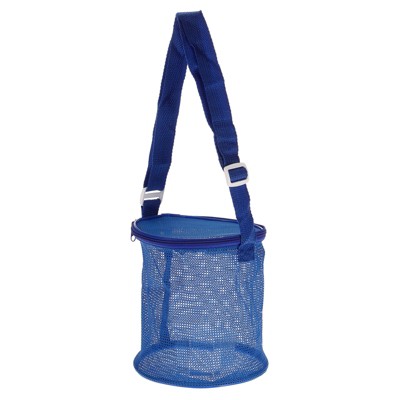 Unique Bargains Adjustable Strap Sea Shells Mesh Beach Bag with Zipper Blue