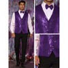 INSPIRE CHIC Men's V-Neck Disco Party Shiny Sequins Waistcoat with Bowtie - 4 of 4