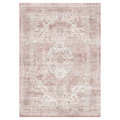 MontVoo Non-Slip Machine Washable Medallion Area Rug Pink
