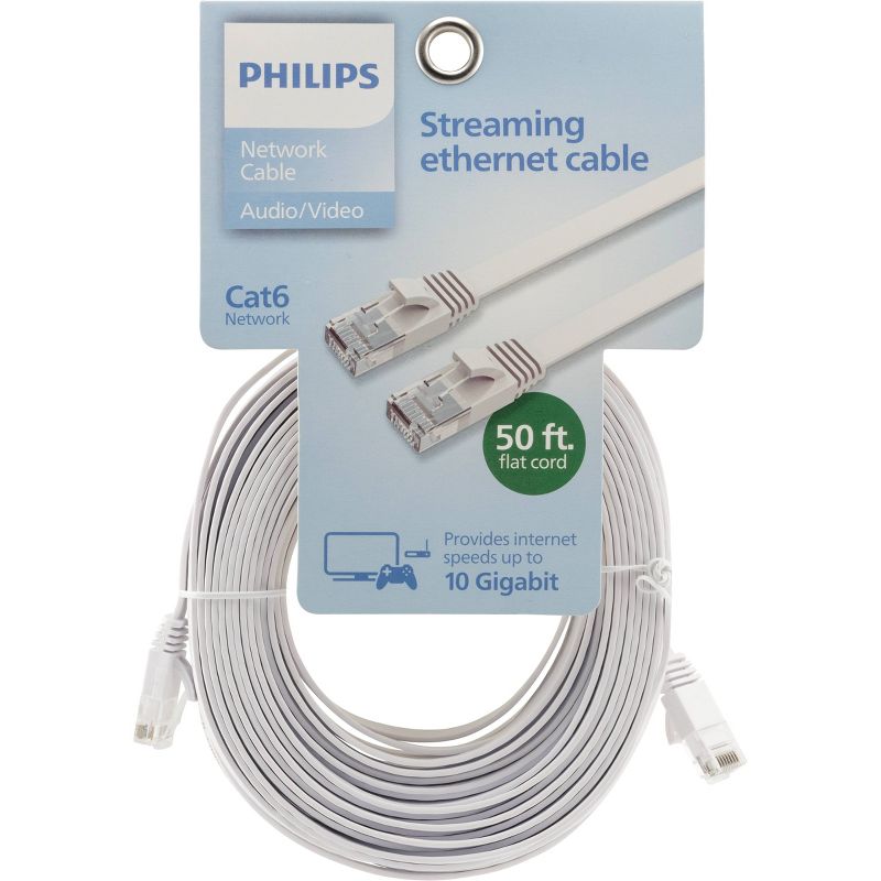 Philips 50&#39; Cat6 Flat Ethernet Cable  - White, 3 of 9
