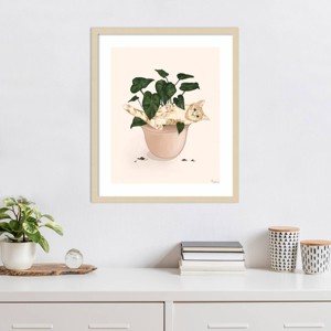 Amanti Art Happy House Plant I Cat by Tara Royle Framed Wall Art Print - 1 of 4