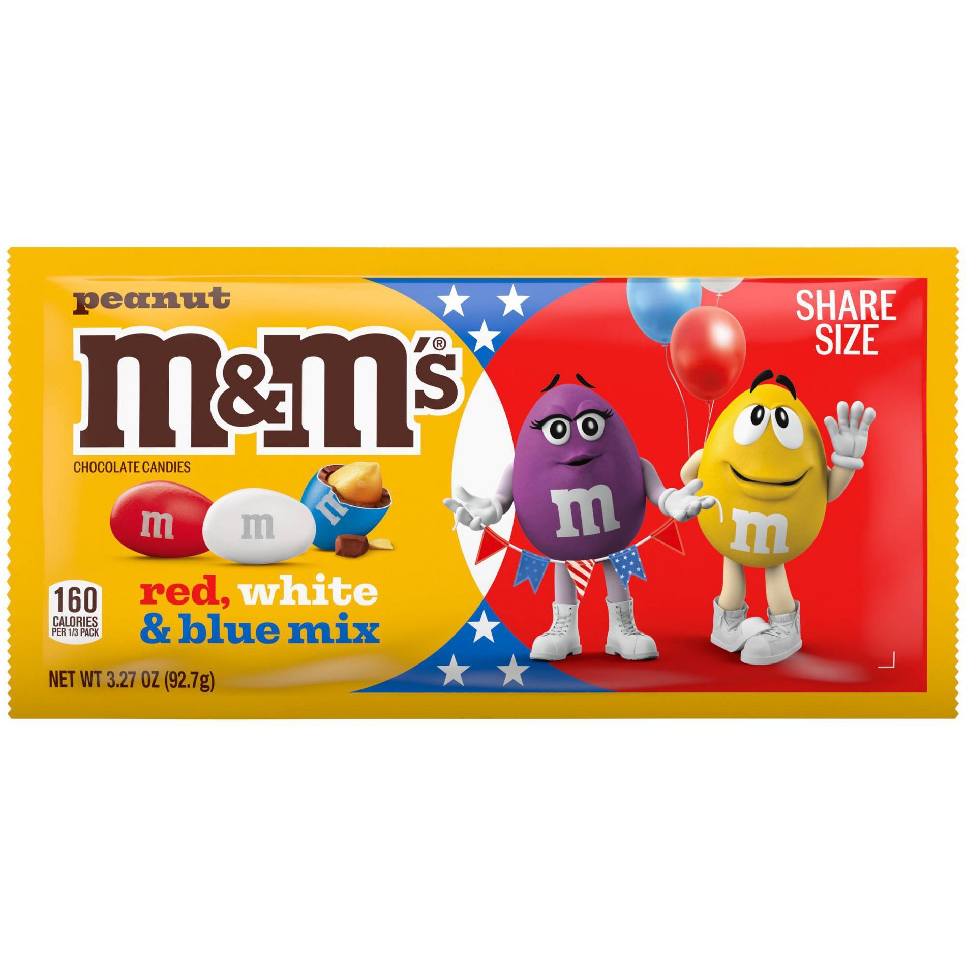M&M'S Peanut Red White Blue Mix Chocolate Candies - 3.27oz
