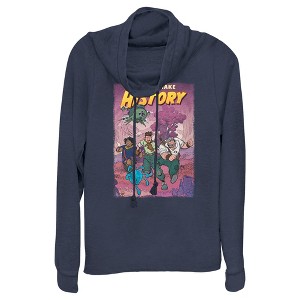 Juniors Womens Disney Strange World Let's Go Make History Cowl Neck Sweatshirt - 1 of 4