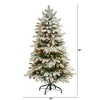 Nearly Natural 4-ft Flocked North Carolina Fir Artificial Christmas Tree with 250 Warm White Lights and 779 Bendable Branches - 2 of 4