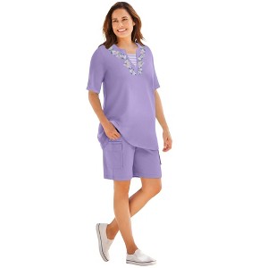 Woman Within 7-Day Embroidered Layered-Look Tunic - 1 of 4