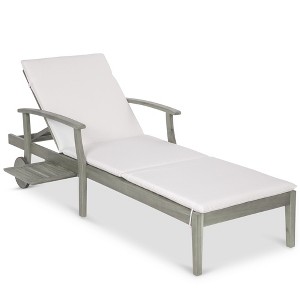 Best Choice Products 79x26in Acacia Wood Outdoor Chaise Lounge Chair w/ Adjustable Backrest, Table, Wheels - 1 of 4