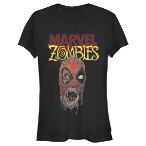 Juniors Womens Marvel Zombies Deadpool Face T-Shirt - 1 of 3