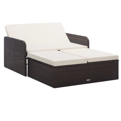vidaXL 2 Piece Patio Lounge Set with Cushions Poly Rattan Brown